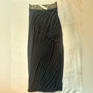 Mustard Seed Black Asymmetrical Wrap Maxi Skirt